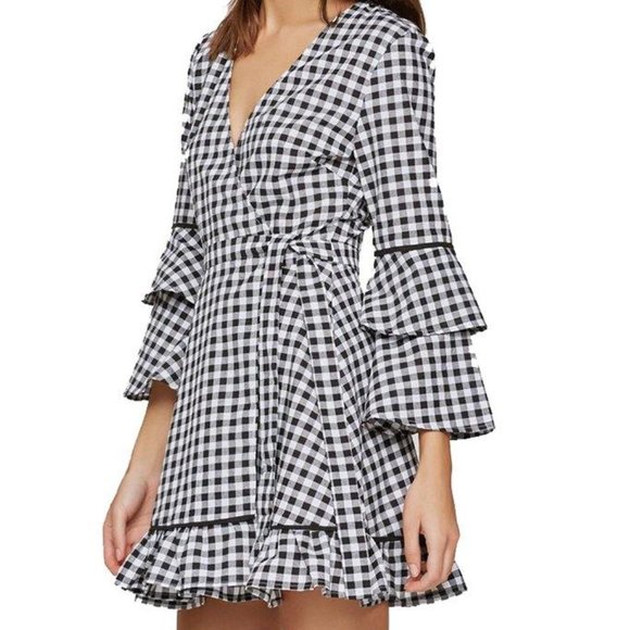 The Fifth Label Dresses & Skirts - The Fifth Label Idyllic Wrap Dress in Black & White Gigham